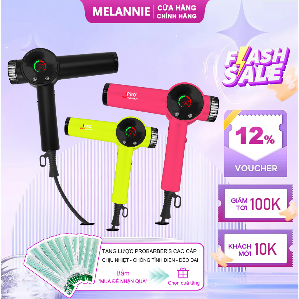 Máy sấy tóc iPRO V9 iPRO V19 tốc độ cao 110.000 vòng/phút  sấy khô nhanh chuyên nghiệp cầm tay mini 