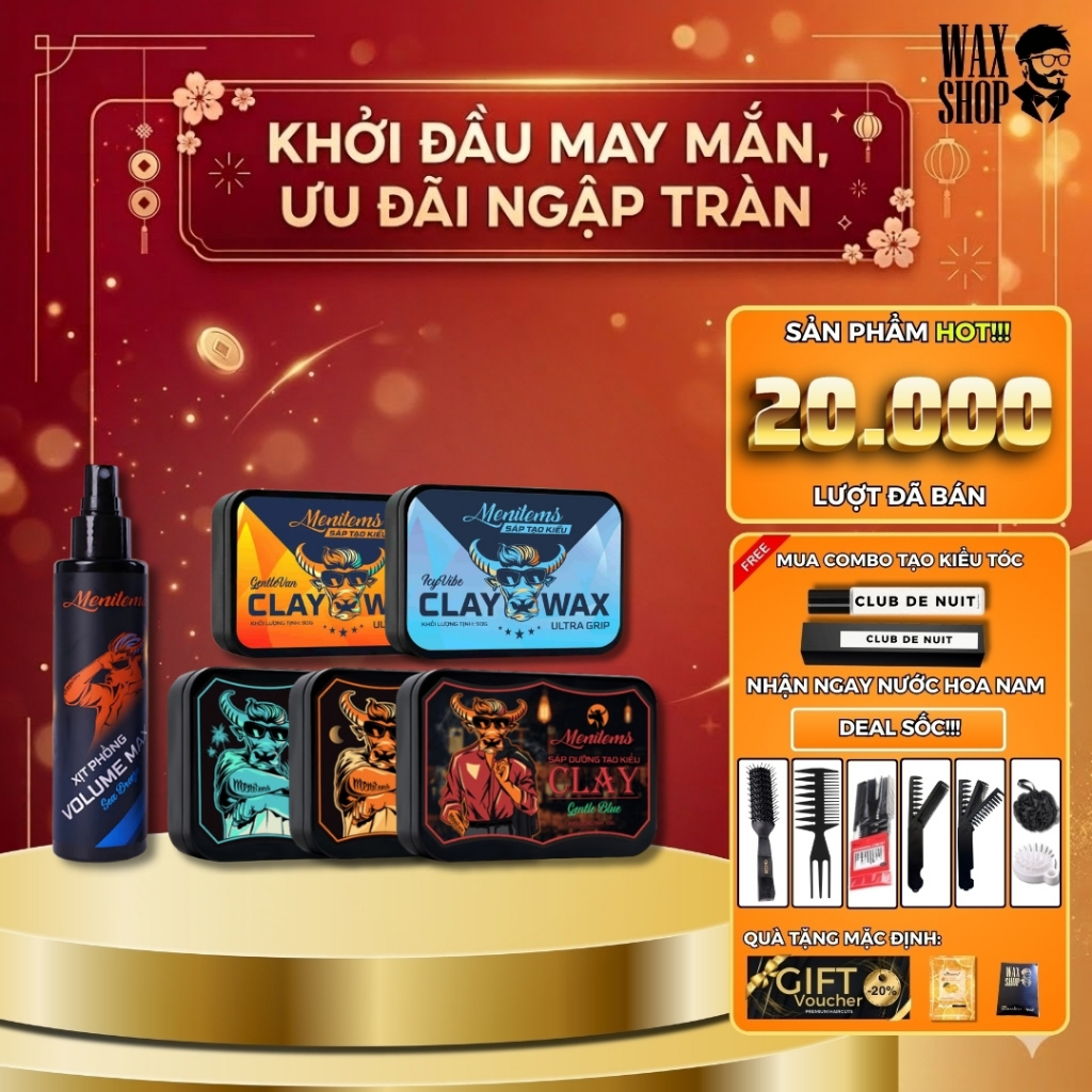 Sáp vuốt tóc nam Menitems Gentle Blue, Tropical Wind, Perfect Night, Icy Vibe, Gentle Van 50g | 100g