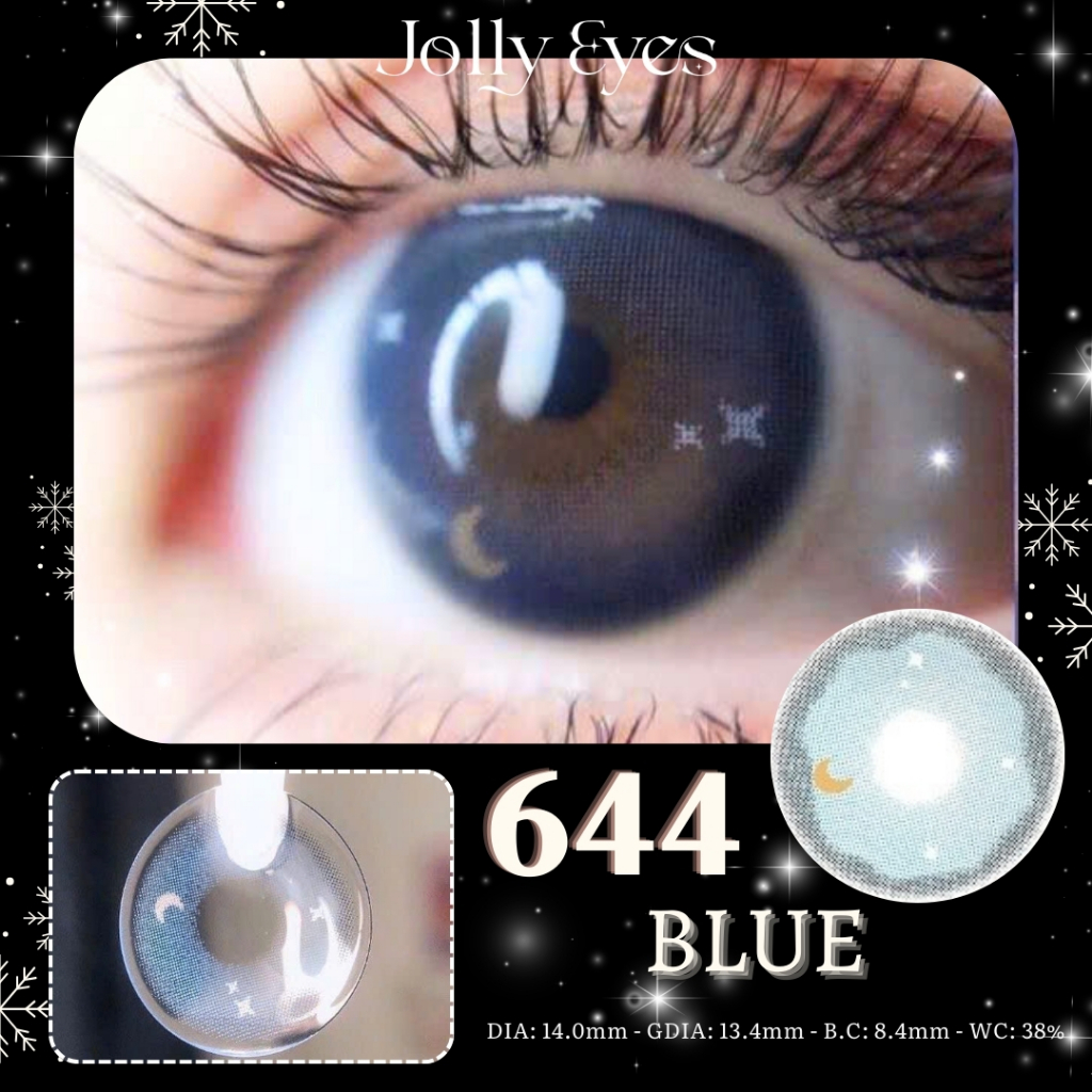 [1 YEAR] Lens cận 644 Blue 14.0mm Kính áp tròng JOLLY STORE