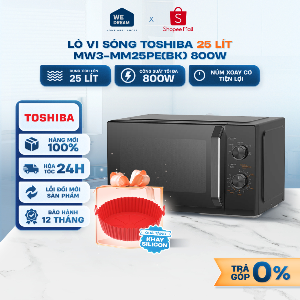 MW3-MM25PE(BK) - Lò Vi Sóng Toshiba MW3-MM25PE(BK) 25 Lít - Hàng Chính Hãng, Mới 100%