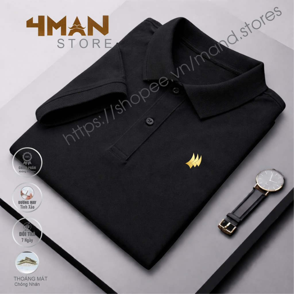 Áo Polo 4Man " THUẬN BUỒM XUI GIÓ " - Vải Cá Sấu CVC Cao Cấp Dày Mịn - Form Tôn Dáng REGULAR - 4man 