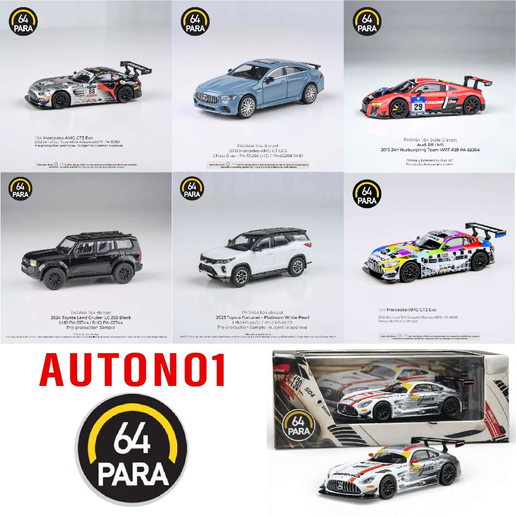 Các mẫu mô hình xe Mercedes AMG GT3 - Audi R8 LMS #29 Nürburgring 24H 2015 tỉ lệ 1:64 Para64 model
