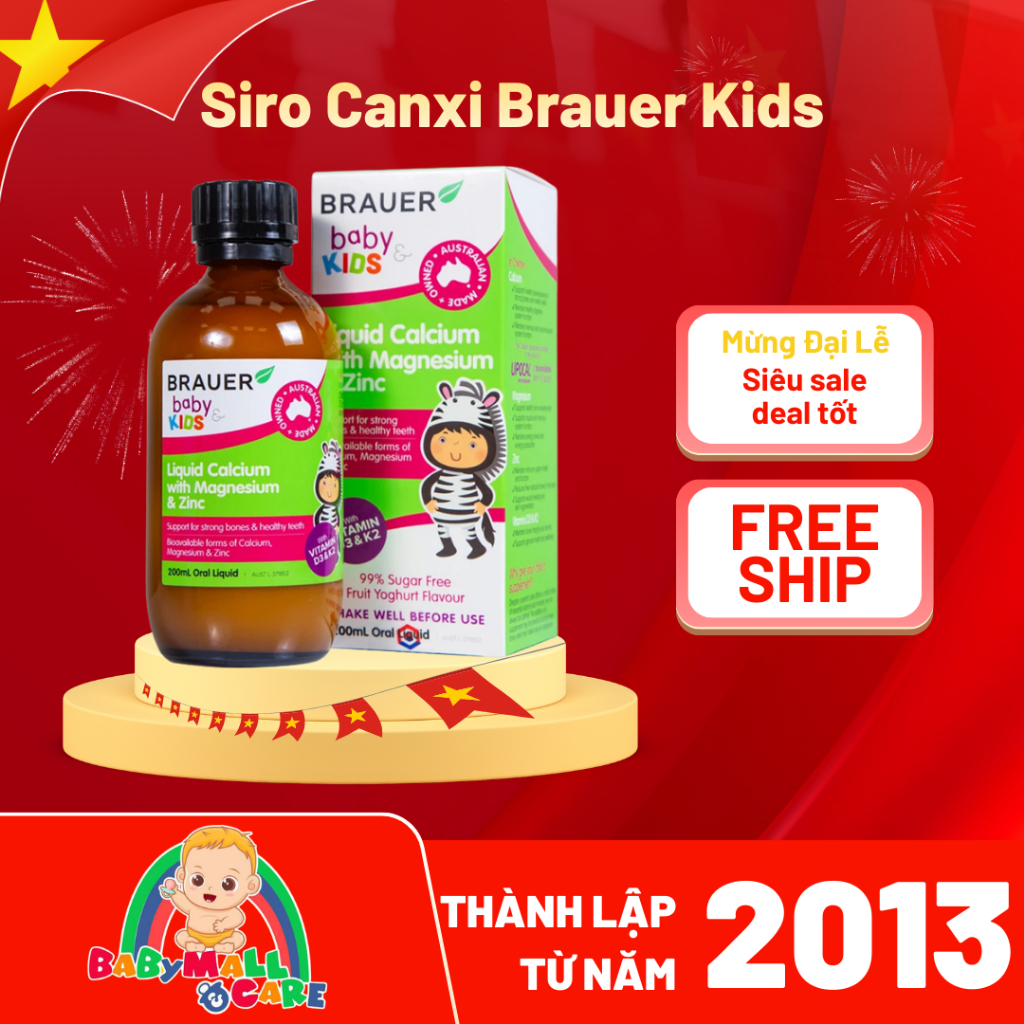Siro Canxi Brauer Kids Calcium Magie Kẽm 200ml Cho Bé 1–12 Tuổi | Babymall & Care