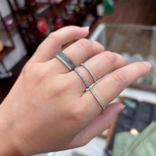 Nhẫn bạc 1 hàng đá