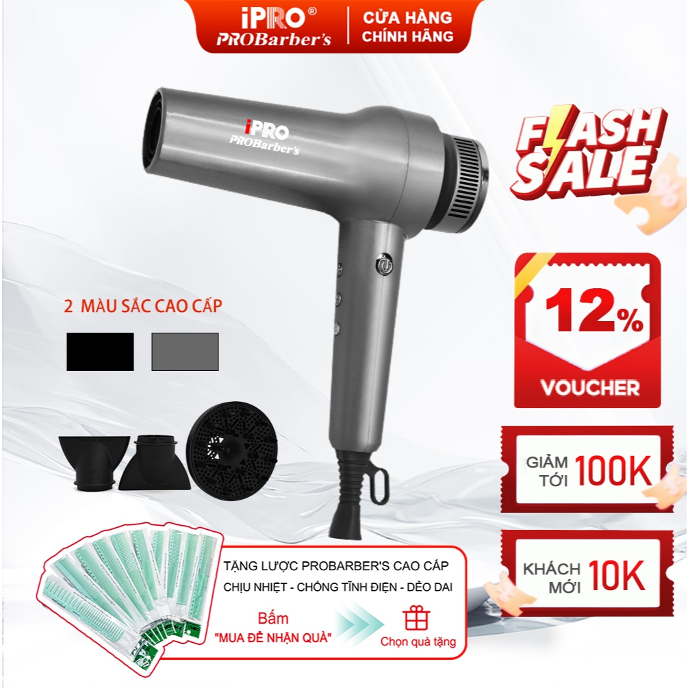 【CHÍNH HÃNG】Máy Sấy Tóc PROBarber's iPRO V21 - Động Cơ 110.000 RPM, Công Nghệ Cảm Biến Nhiệt Thông M