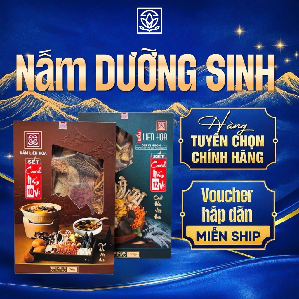 Set nấm hầm canh dưỡng sinh 15 vị làm các món canh, hầm, tiềm, lẩu giúp bồi bổ sức khỏe - Nấm Liên Hoa