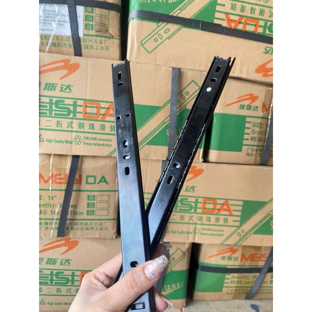 1 Thùng Sỉ: 60 Bộ. Ray Bi 2 Tầng Hộc Kéo Dài 30cm và 35cm, Chất Liệu Thép Không