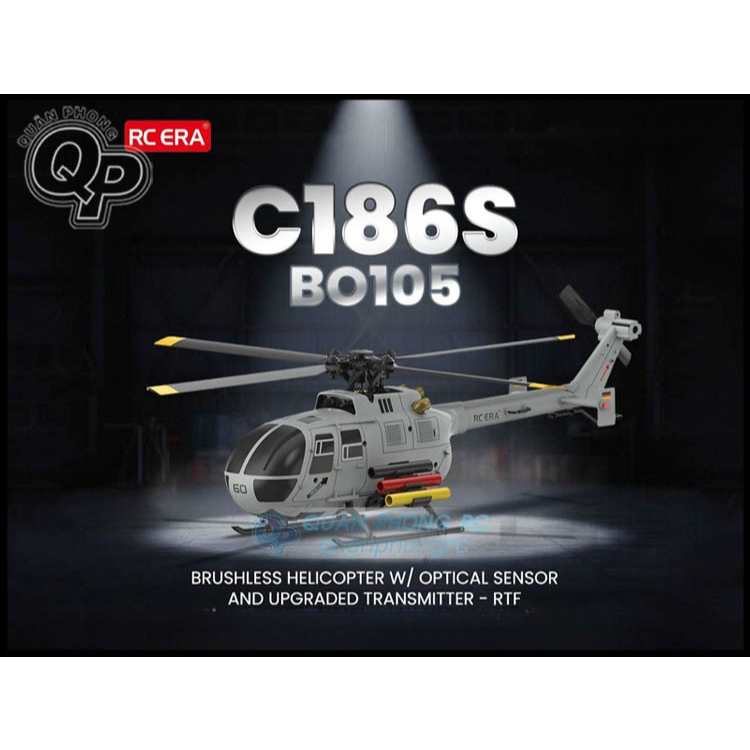 Máy Bay Trực Thăng C186S BO105 Brushless Optical Flow 2.4G RC Helicopter RTF