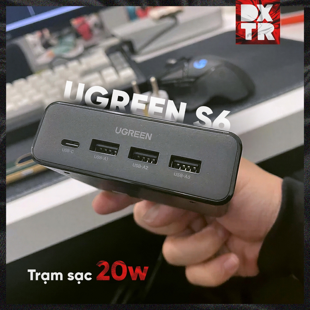 Trạm sạc GaN Ugreen S6 20W - 8 ổ cắm tiện lợi (4AC & 1C3A)