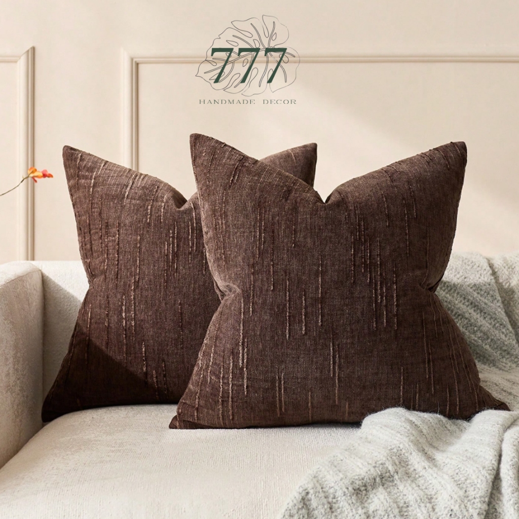 Vỏ Gối Trang Trí Sofa 45x45- Vải Nhung Gối Nâu Cà Phê-Vỏ Gối Tựa Lưng-777086