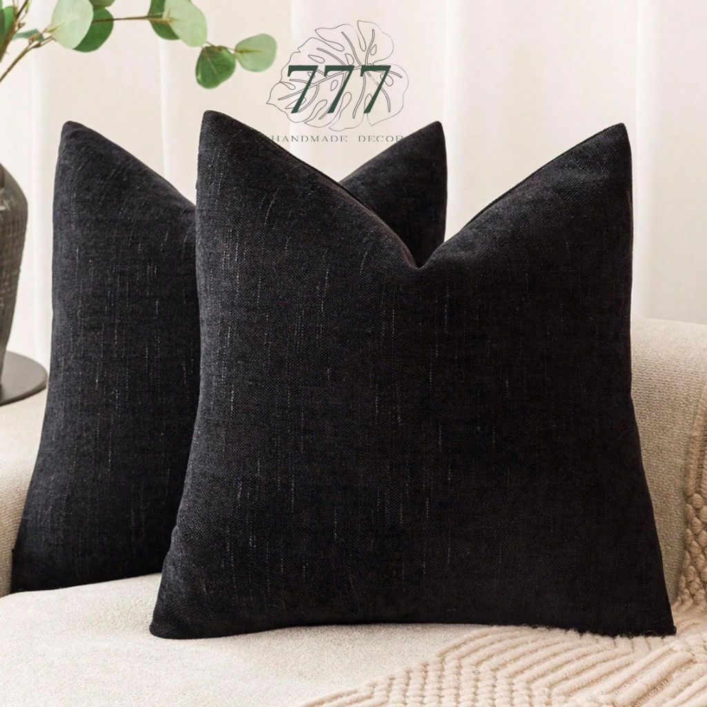 Vỏ Gối Trang Trí Sofa 45x45- Màu Đen-Vỏ Gối Tựa Lưng-777096