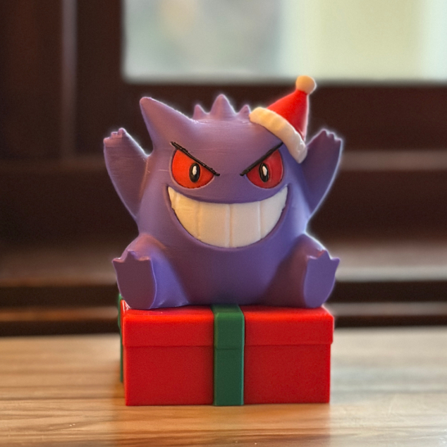 Mô Hình Christmas Gengar Kèm Hộp Quà Tặng Pokemon Trang Trí Giáng Sinh, Figure Gengar Noel Anime Dec