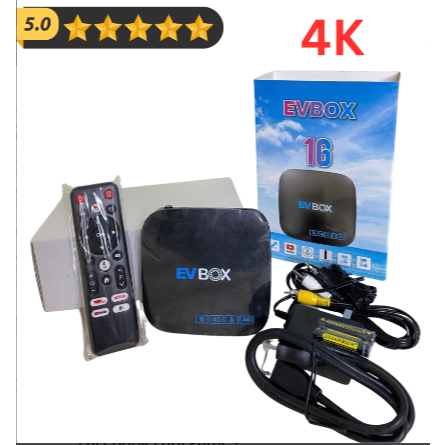 Android TV Box EVBOX 16 Pro chuẩn 8K, có Bluetooth, remote Voice (Ram 4GB Rom 32GB)