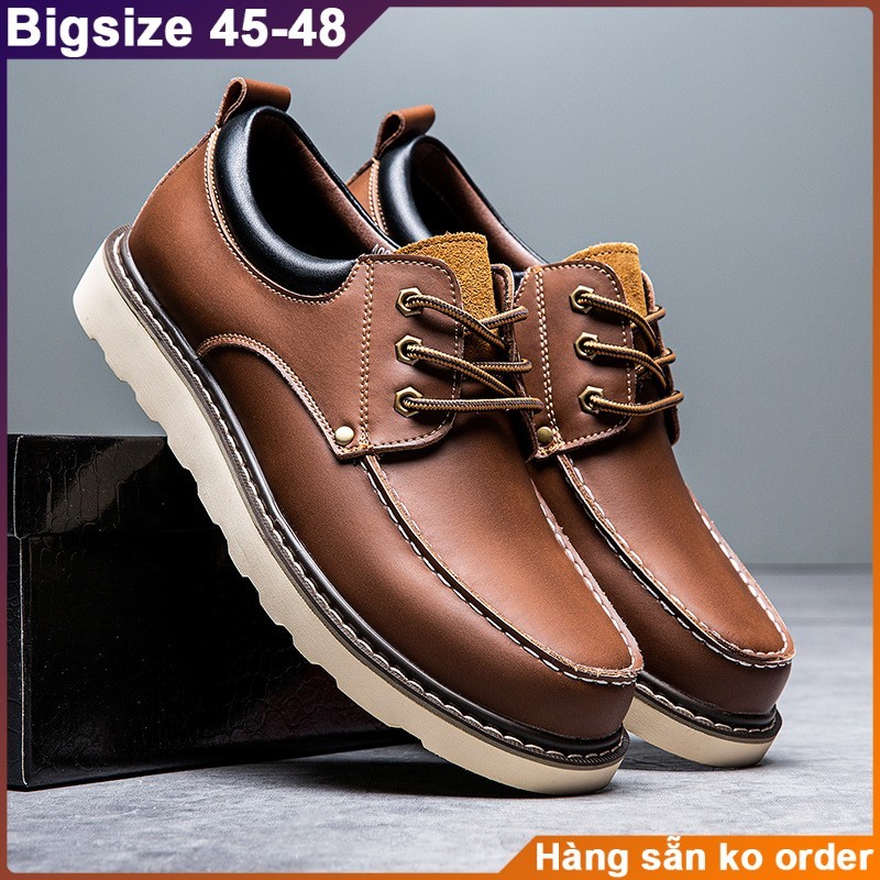 Giày da đế phẳng, giày đốc cỡ lớn cho nam chân to 29-30cm. Big size leather shoes 46-47eu (49china)