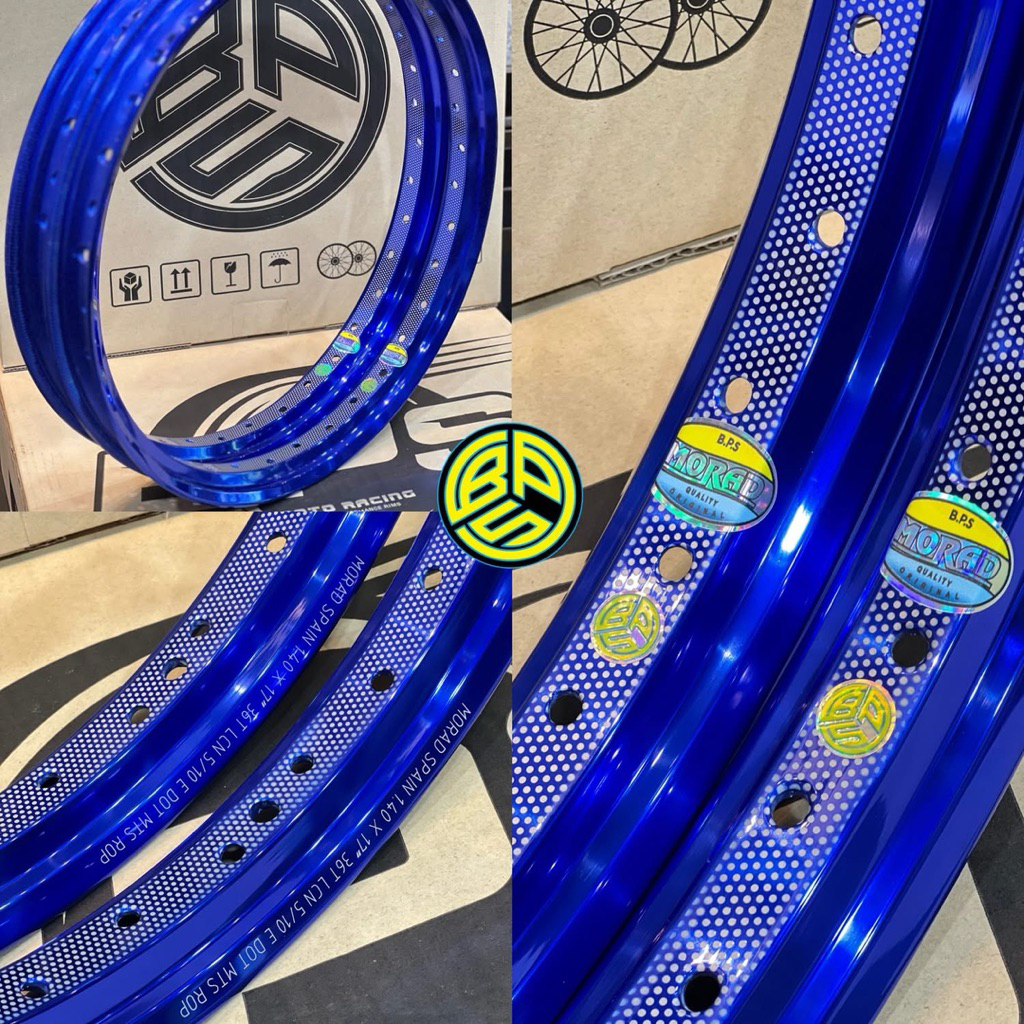 Niềng nhôm Akront Morad BPS siêu bóng Thái Lan bản vuông trơn xanh hoạ tiết trứng gà (1 cặp)