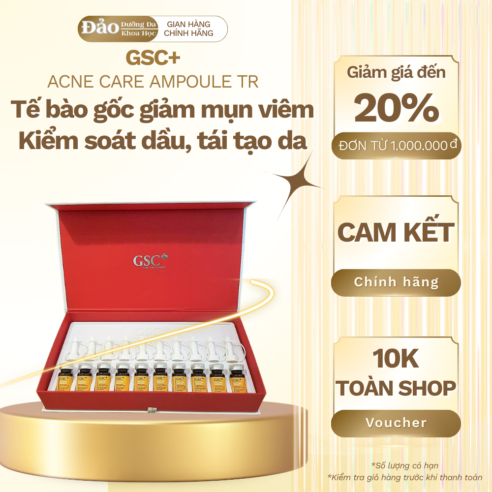 Tế bào gốc mụn GSC Acne Care Ampoule TR 8ml x10 lọ giảm viêm mụn, kiểm soát dầu, phục hồi da dầu mụn