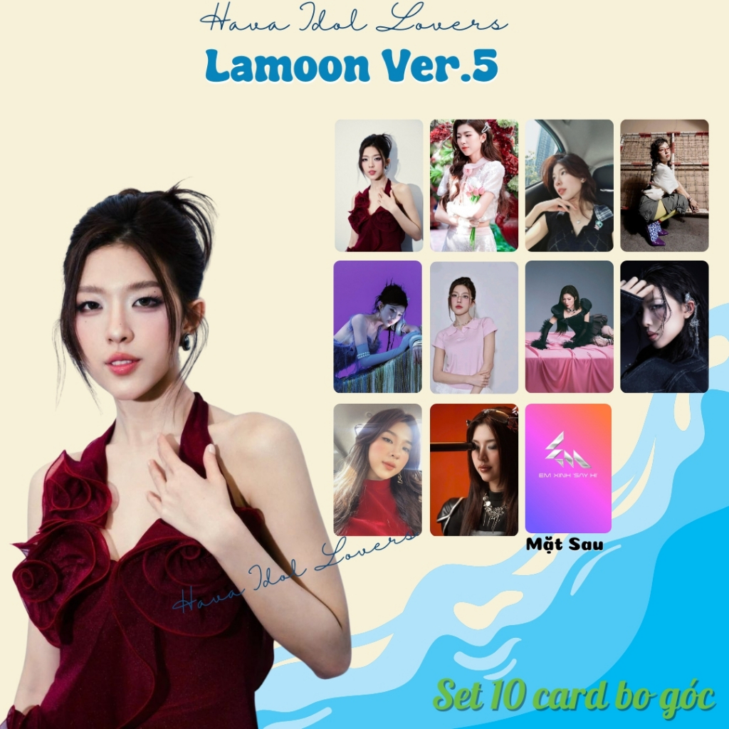 SET 10 Card Bo Góc Em Xinh Lamoon (Diễm Hằng) Siêu Nét Tặng Sleeve bảo vệ card Say Hi