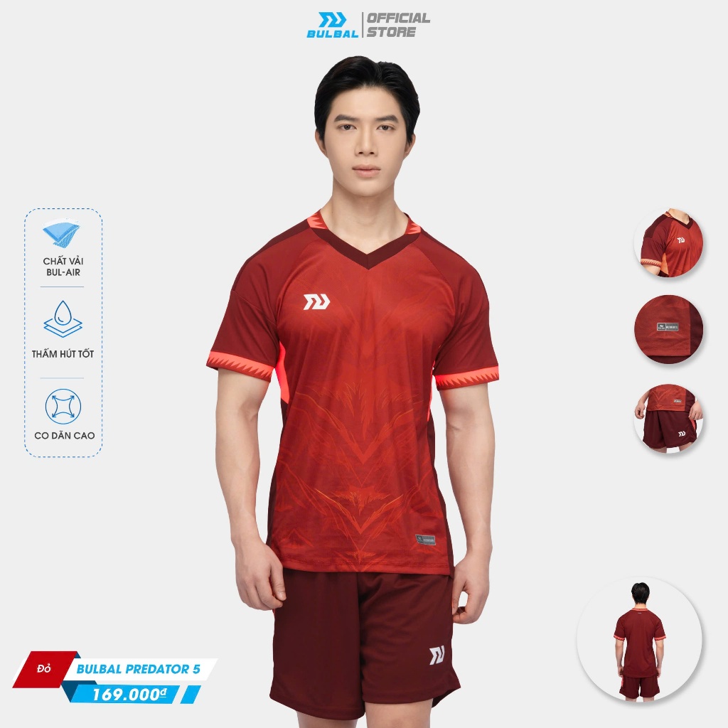 Quần Áo Bóng Đá Nam BULBALL PREDATOR 5 - Vải Thun Mè Cao Cấp Thoát Khí Tốt, Big size, Chống Tia UV