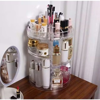 Kệ Đựng Mỹ Phẩm Để Đồ Dùng Trang Điểm Xoay 360 Độ Cao 35cm Trong Suốt, Kệ Đựng Skincare Trang Điểm Đa Năng Cao Cấp