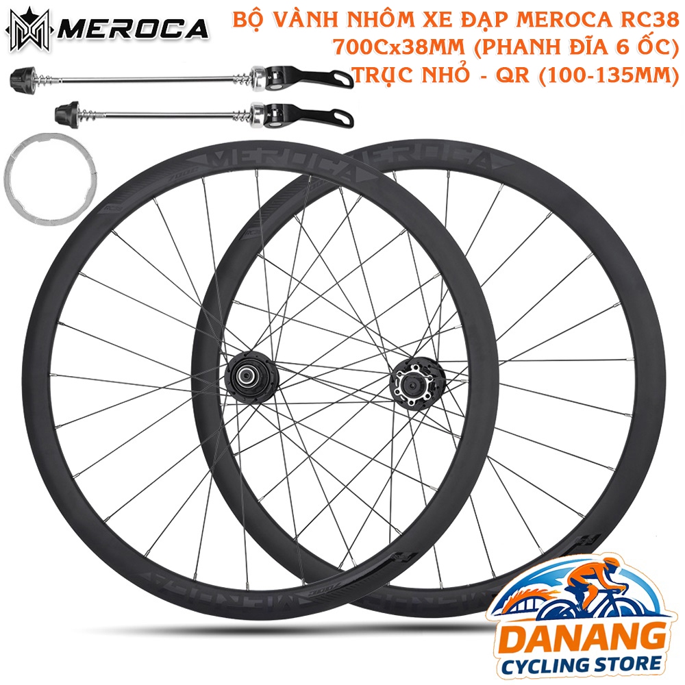 Bộ Vành Nhôm Xe Đạp Road MEROCA RC38 700Cx38mm – Wheelset Road Bike Phanh Đĩa 6 Ốc, Hub Bạc Đạn Trớn