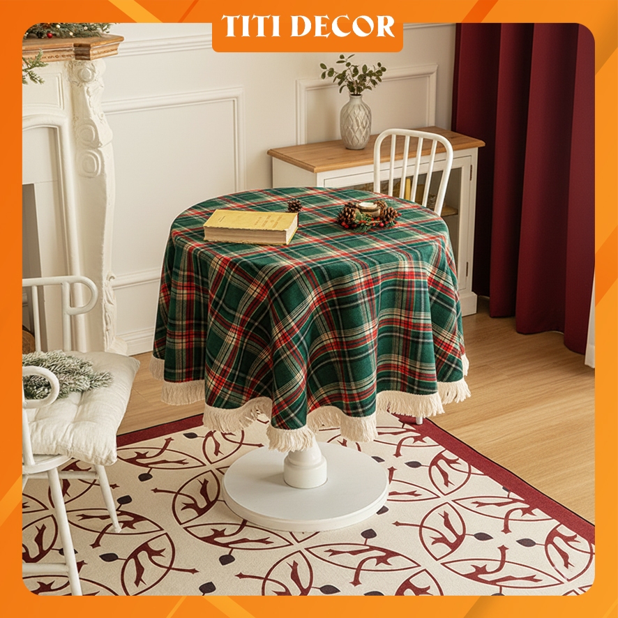 Khăn Trải Bàn Trang Trí Tết 2026, Khăn Bàn Nhung Decor Tết Bính Ngọ, Decor Noel, TiTi Decor