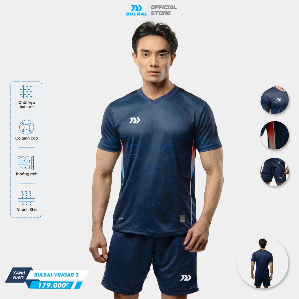 Quần Áo Bóng Đá Nam BULBALL VINGAR 3 - Vải Thun Mè Cao Cấp Thoát Khí Tốt, Chống Tia UV