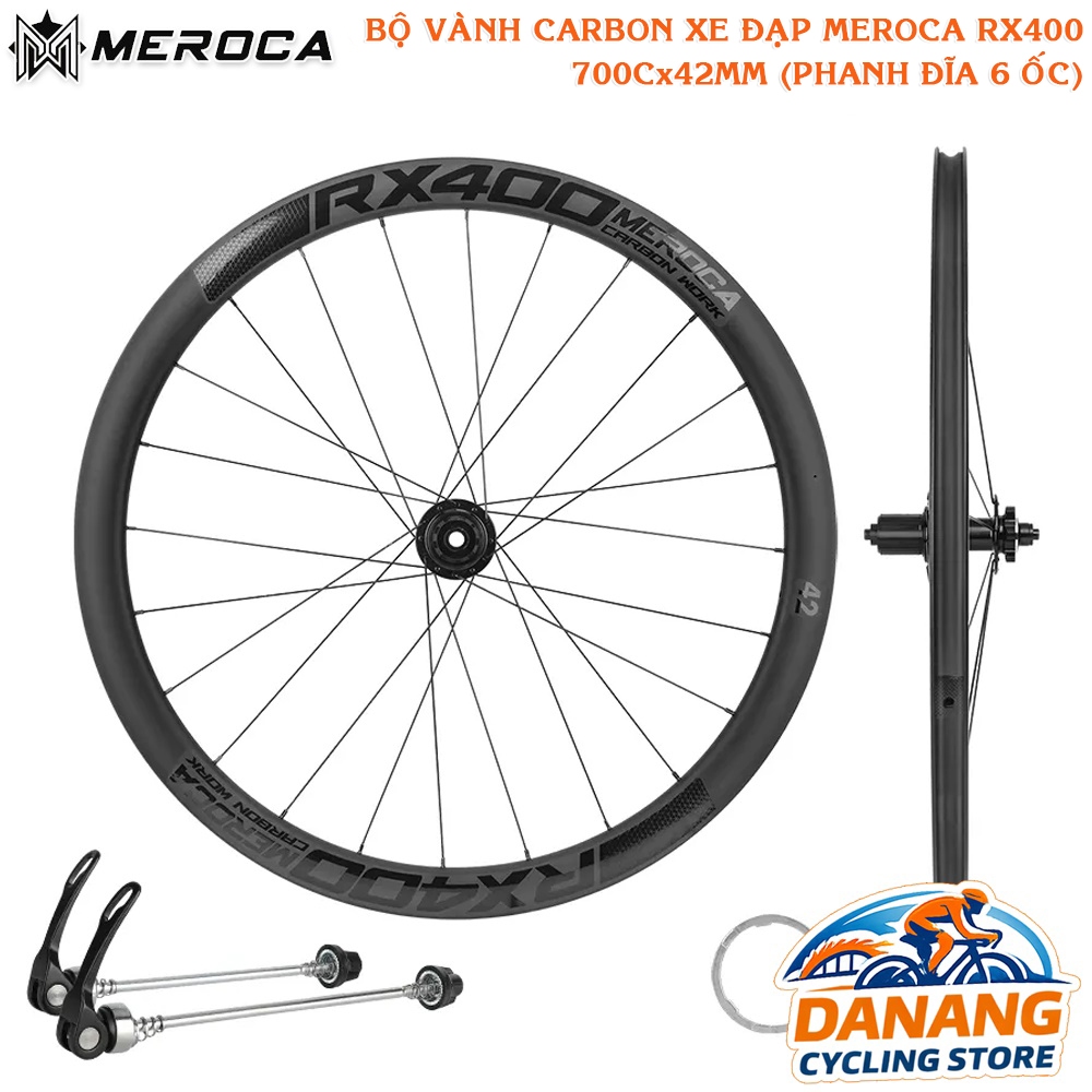 Bộ Vành Carbon T800 Xe Đạp Road MEROCA RX400 700Cx42mm – Wheelset Road Bike Phanh Đĩa 6 Ốc, Hub Bạc Đạn Trớn