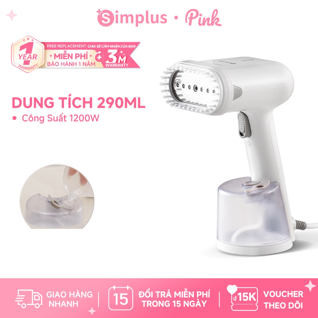 Simplus Pink Bàn Ủi Hơi Nước 1200W - Bình Nước 290ml, Phun Hơi Tự Động GTJH019 - Bảo Hành 1 Năm 1 Đổ