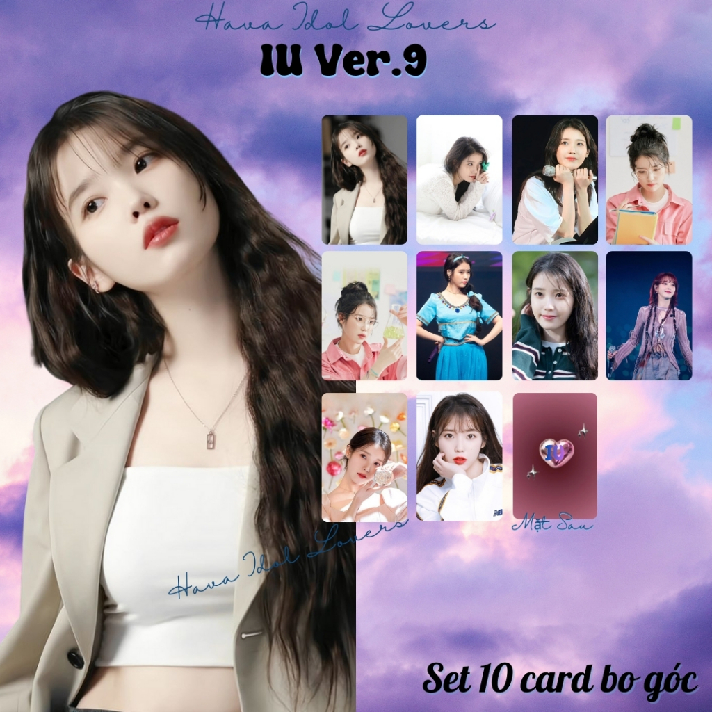 Set 10 Card Bo Góc Idol Kpop IU (Lee Ji-eun) Photocard Unoff Tặng Kèm Sleeve