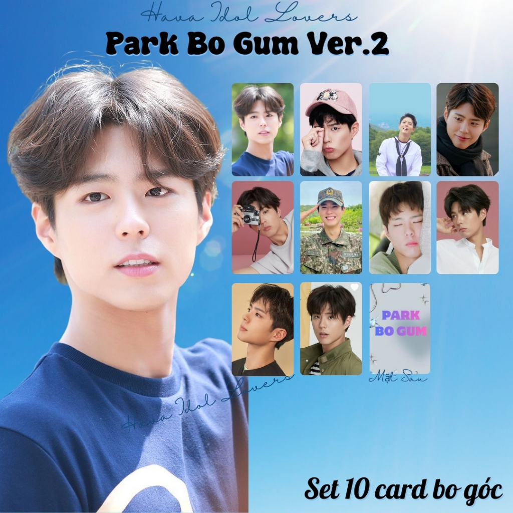 Set 10 Card Bo Góc Nam Thần Park Bo Gum - Photocard Unoff Tặng Kèm Sleeve