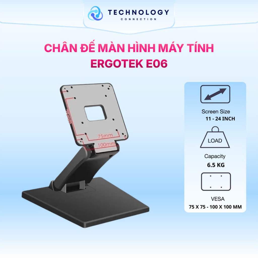 Chân Đế Màn Hình Máy Tính Đặt Bàn ErgoTek E06/DZ11 13 - 24 Inch / Tải trọng 6,5 KG