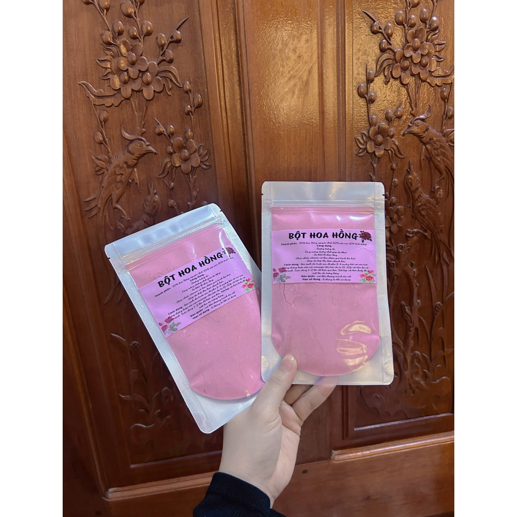 Bột ủ trắng thiên nhiên Hoa hồng (500gr) tặng chén muỗng + 10 viên b1