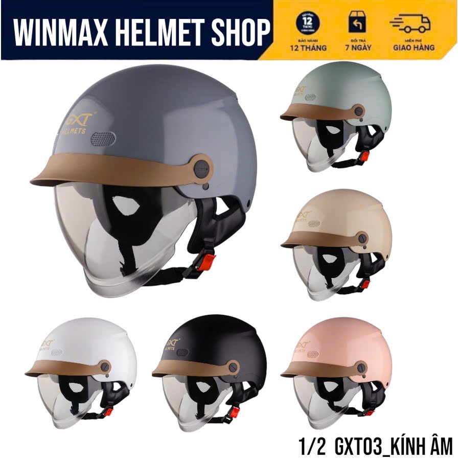 GXT HELMET GX03 Mũ 1/2 Đầu Sử Dụng Kính Âm Và Có Lưỡi Trai Che Nắng, Mưa Hàng Chính Hãng BH 12 Tháng