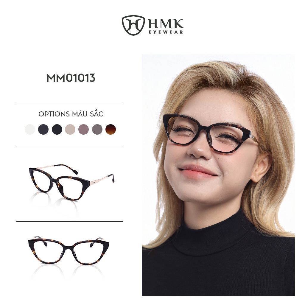 Kính Mắt Mèo HMK Eyewear Thời Trang Nữ Mắt Mèo Kim Loại Phối Nhựa Trendy Nhiều Màu - MM01013