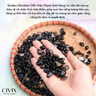 Vụn đá Golden Obsidian viên đá của sự bảo vệ và nhận thức bản thân