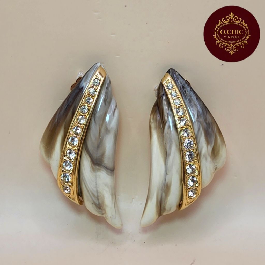 (Như mới) Bông tai Vin Italy giả đá mable statement size to