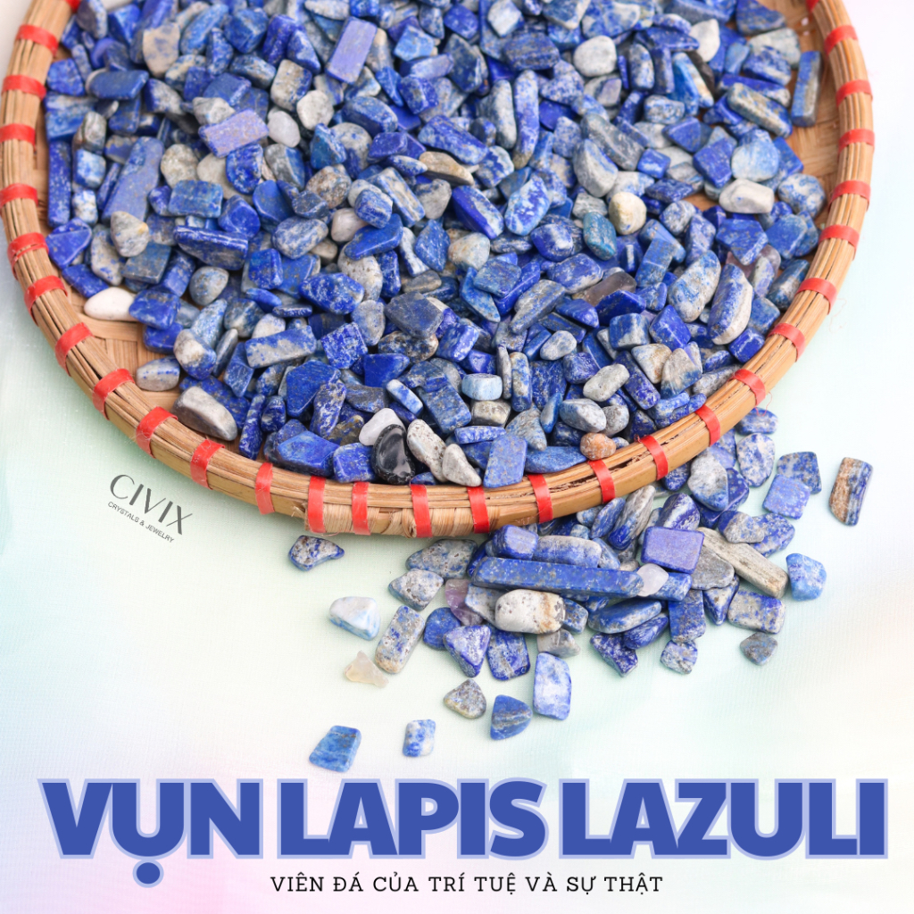 Vụn đá Lapis Lazuli là viên đá của trí tuệ và sự thật, giúp tăng sự sáng suốt, hỗ trợ giao tiếp chân thành
