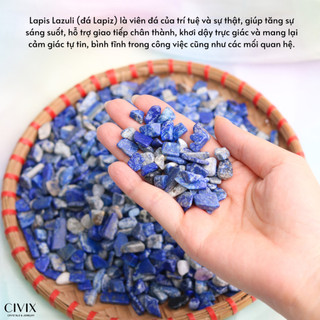 Vụn đá Lapis Lazuli là viên đá của trí tuệ và sự thật, giúp tăng sự sáng suốt, hỗ trợ giao tiếp chân thành