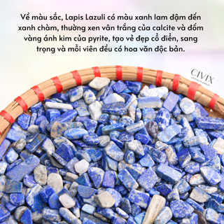 Vụn đá Lapis Lazuli là viên đá của trí tuệ và sự thật, giúp tăng sự sáng suốt, hỗ trợ giao tiếp chân thành