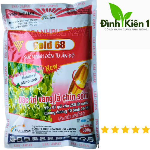 HOANGANHBUL 72WP GOLD 68 ( Metalaxyl 8% + mancozed 64 % ) gói 500gram - vàng lá chín sớm .. - 50gram