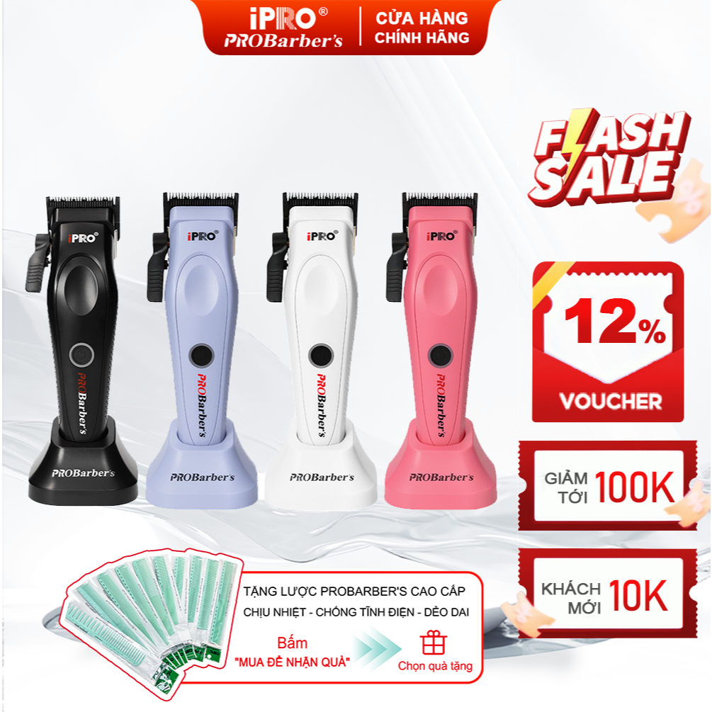 [iPRO Official] Máy Tông Đơ IPRO PROBarber's S1090 - Lưỡi DLC Siêu Bền, Pin 2500mAh, Sạc Nhanh