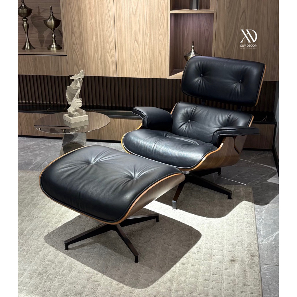 Ghế thư giãn Eames Lounge Chair vải da thật nhiều màu cao cấp