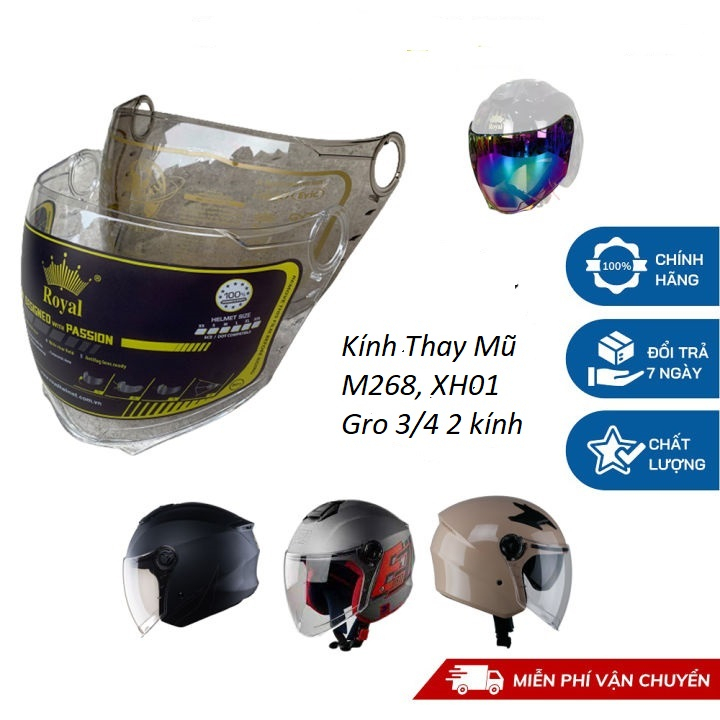 KÍNH THAY THẾ CHO MŨ BẢO HIỂM CHÍNH HÃNG ROYAL M268,XH01,M668,M778K