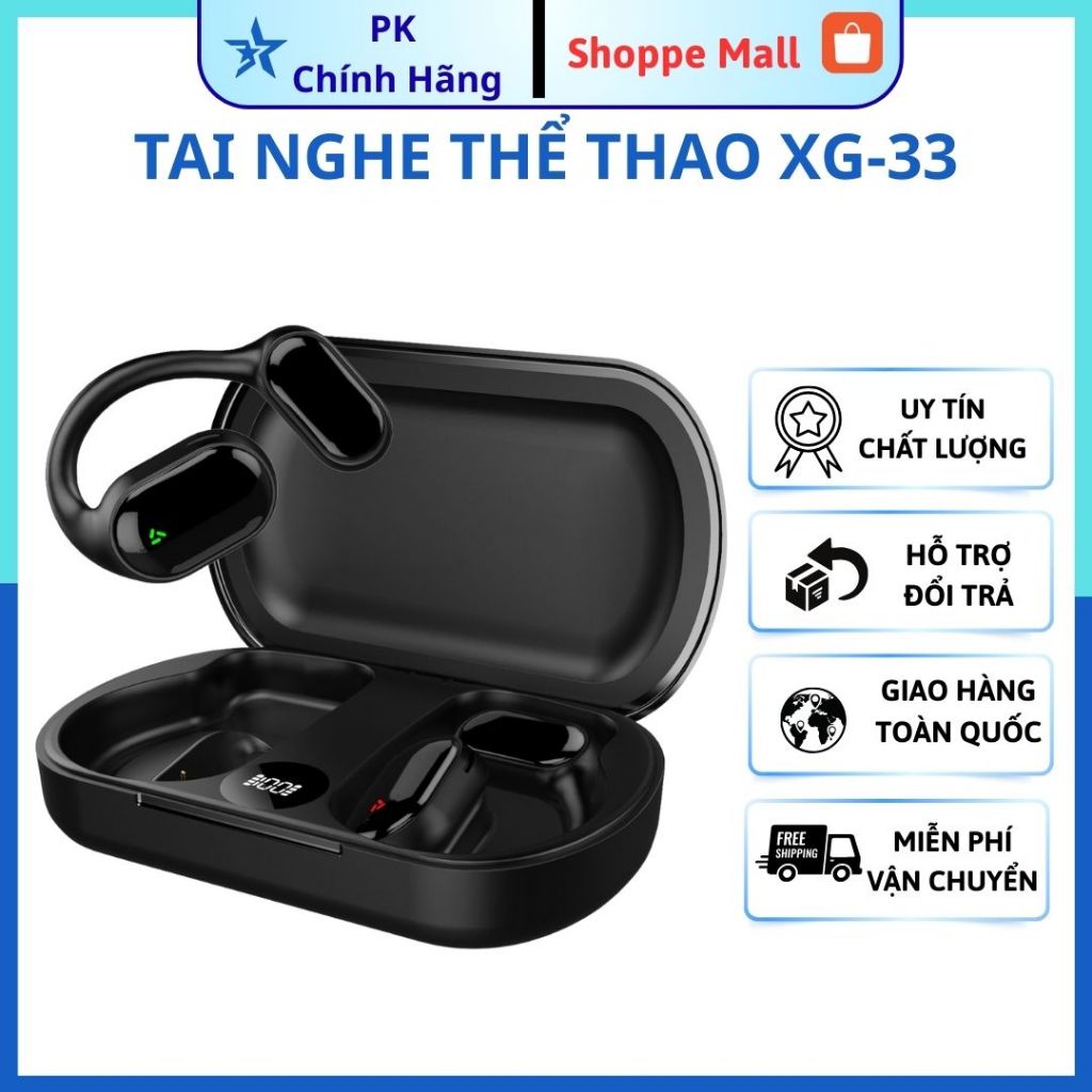 Tai nghe thể thao XG33 BLUETOOTH 5.3 thiết kế thời trang không gây đau tai, âm thanh HIFI sống động