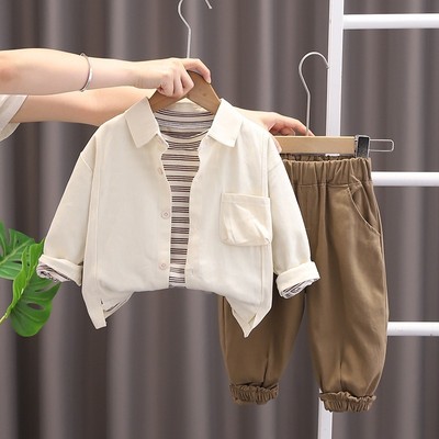 Set Thu Đông Áo Thun Sọc Kèm Áo Quần Dài Kaki Cho Bé Trai 1 - 5 Tuổi MINTSCLOSET Quảng Châu - TD4444