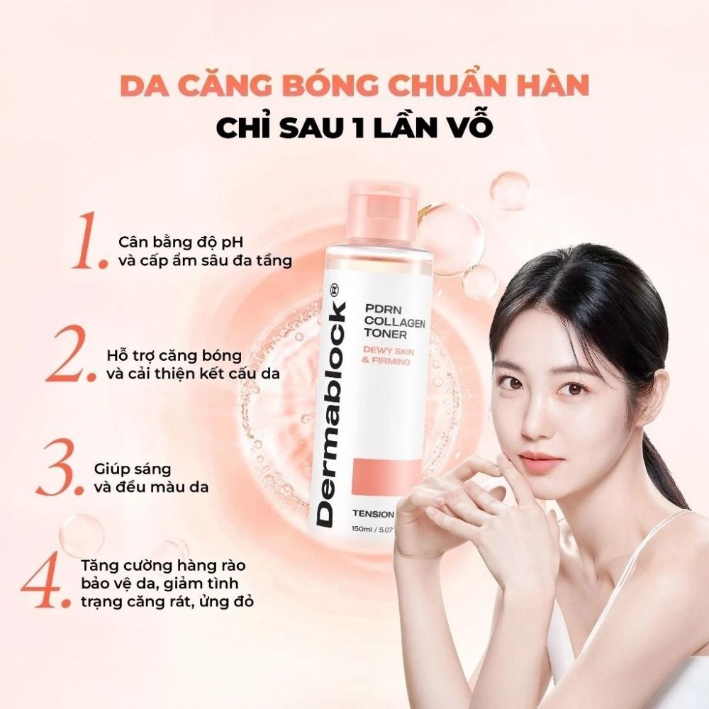 Ảnh 2 của Toner Dermablock PDRN Collagen Toner cấp ẩm và căng bóng da