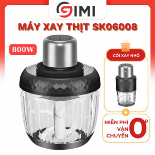 Máy xay thịt thực phẩm siêu nhuyễn nhanh có lưỡi dao xoắn ốc, cối thủy tinh dày dặn - SK06008
