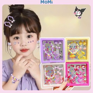 Hộp vòng bông tai kẹp tóc hình dán sticker hoạt hình sanrio xinh xắn dễ thương cho bé-quà tặng