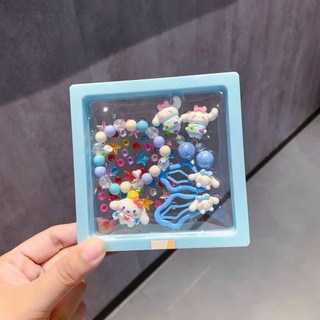 Hộp vòng bông tai kẹp tóc hình dán sticker hoạt hình sanrio xinh xắn dễ thương cho bé-quà tặng
