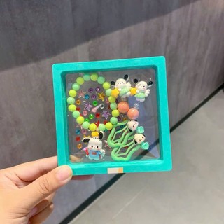Hộp vòng bông tai kẹp tóc hình dán sticker hoạt hình sanrio xinh xắn dễ thương cho bé-quà tặng